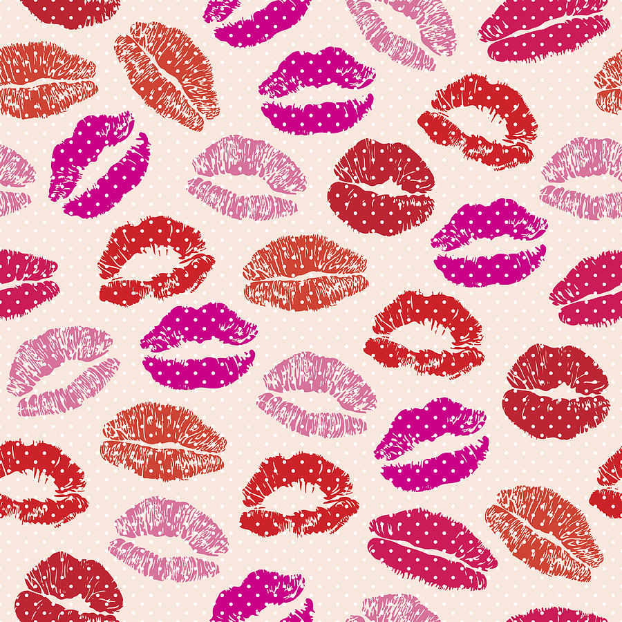 Seamless Pattern of Lipstick Kisses Drawing by Marabird