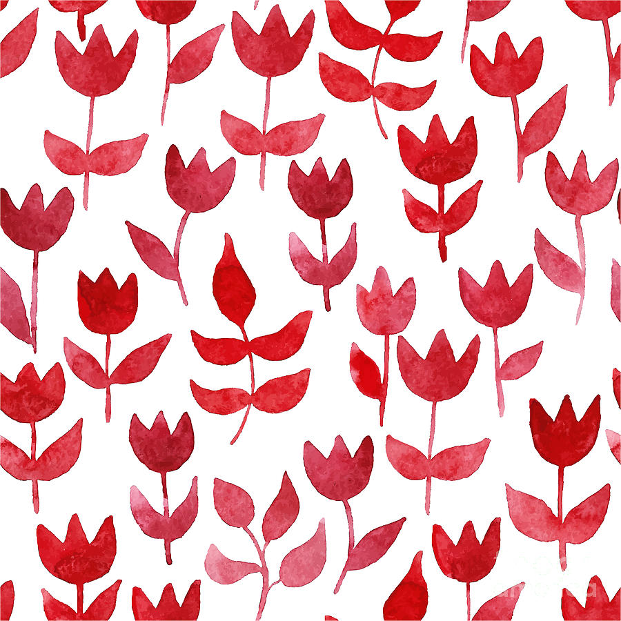 Flora Digital Art - Seamless Pattern With Watercolor by Ajgul Flora Digital Art - Seamless Pattern With Watercolor by Ajgul