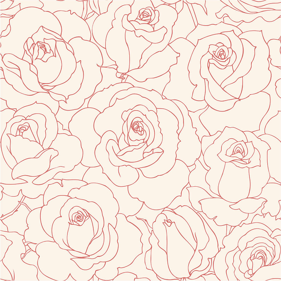 Seamless Roses Drawing by Aromanta