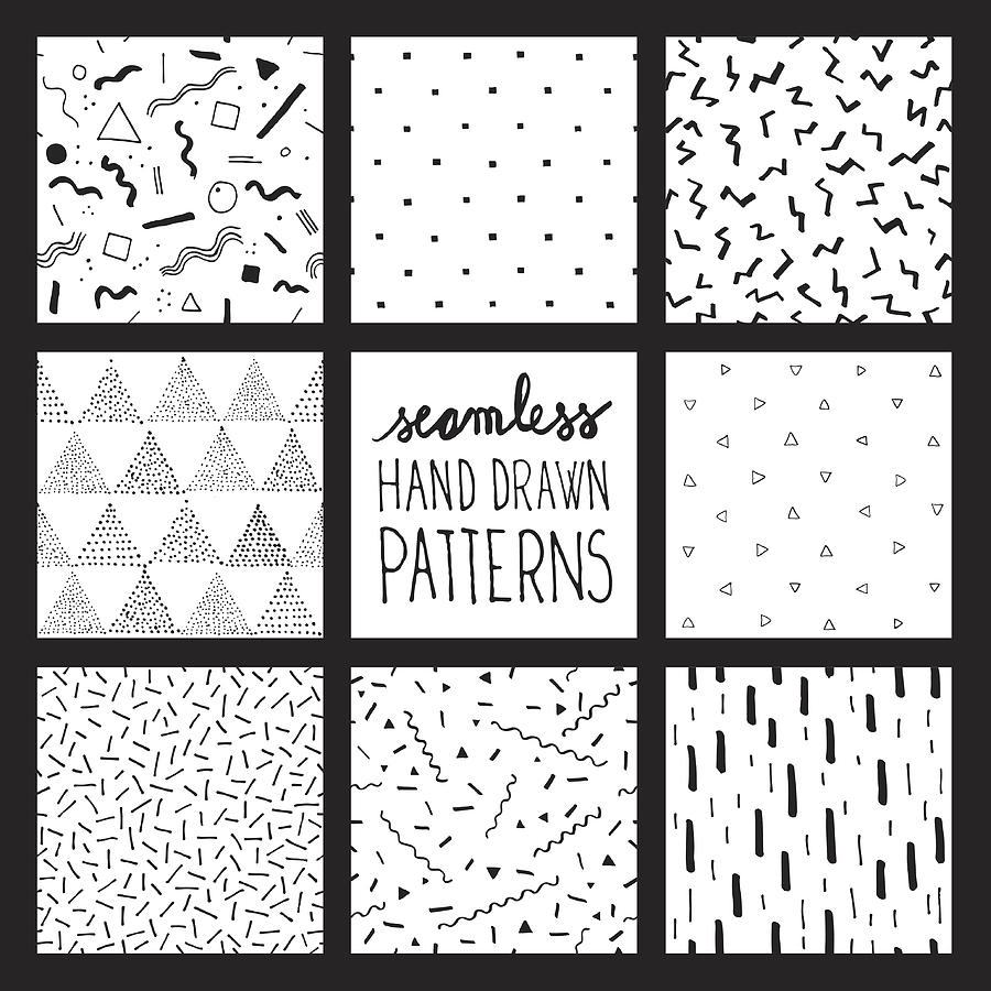 Seamless trendy patterns Drawing by Miakievy
