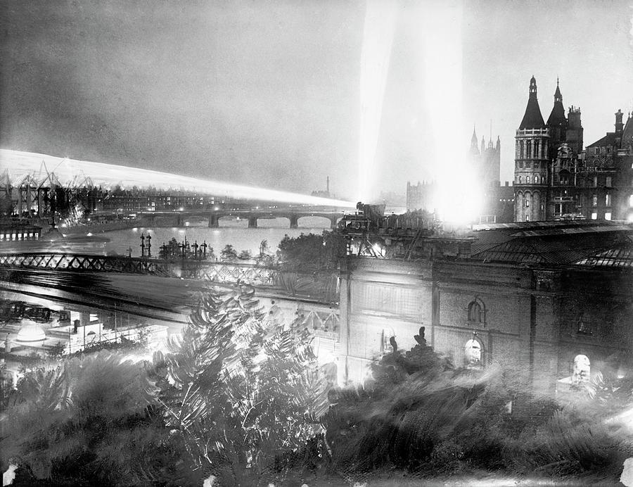 Searchlights Over London Photograph by Library Of Congress