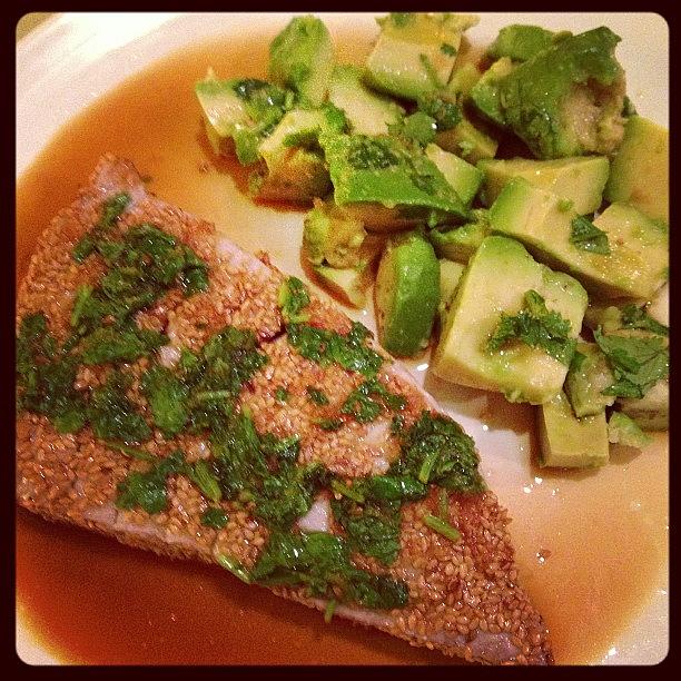 Seared Ahi With Avocado Topped With Photograph by Deedee Mueller