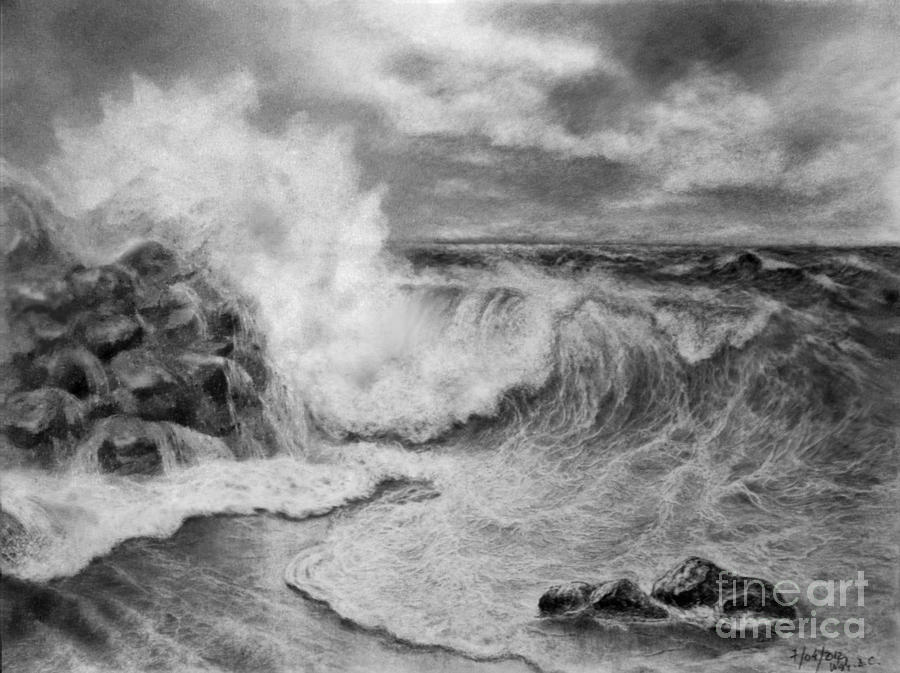 Discover how to render realistic seascape textures in this graphite drawing  class by Phil Davies  Graphite drawings Landscape pencil drawings  Landscape drawings