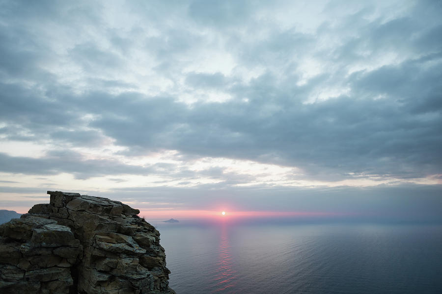 Seascape From A Cliff At Sunrise Photograph by Deimagine