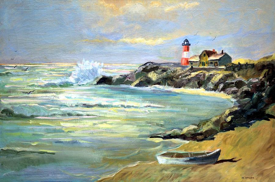 Seascape Lighthouse by Mary Krupa Painting by Bernadette Krupa