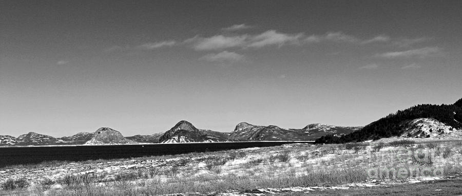 Mountain Photograph - Seascape - Panorama - Black and White by Barbara A Griffin