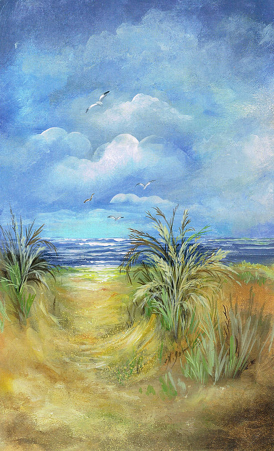 Seagull Mixed Media - Seascape Print by Nancy Gorr
