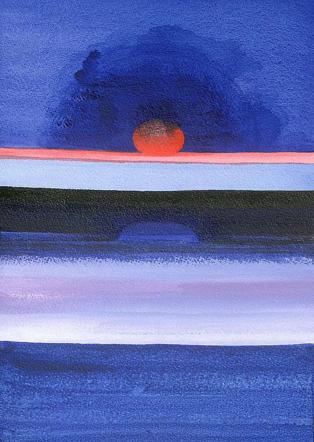 Abstract Photograph - Seascape, Sunset, Helsinki, 1991 Acrylic On Canvas by Izabella Godlewska de Aranda