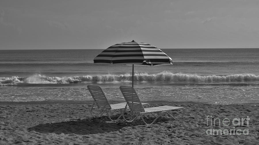 Seashore In Black And White Photograph by Bob Sample