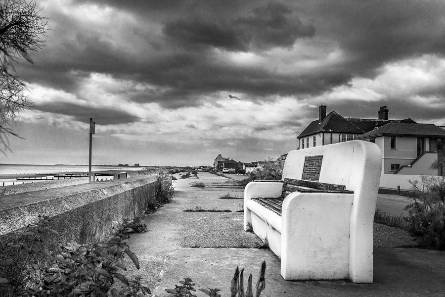 Bench Photograph - Seaside Bench. by Gary Gillette Bench Photograph - Seaside Bench. by Gary Gillette