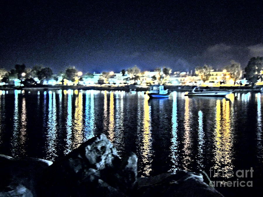 Seaside City Photograph - Seaside city by the night lights by Paraskevas Momos