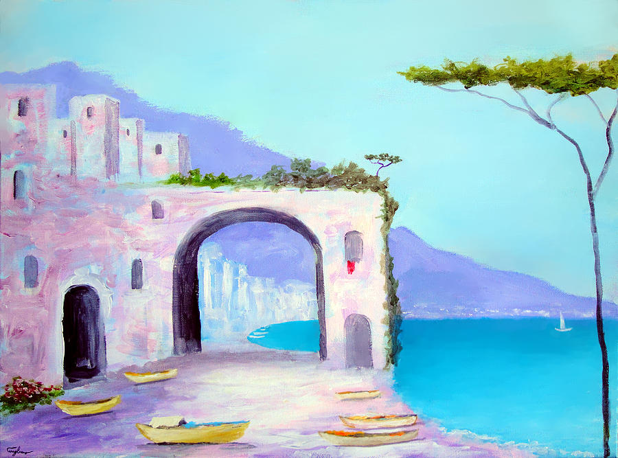 Seaside Colors Of Southern Italy Painting by Larry Cirigliano