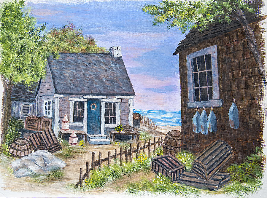 Seaside Cottage Painting by Carole F Perrine - Pixels