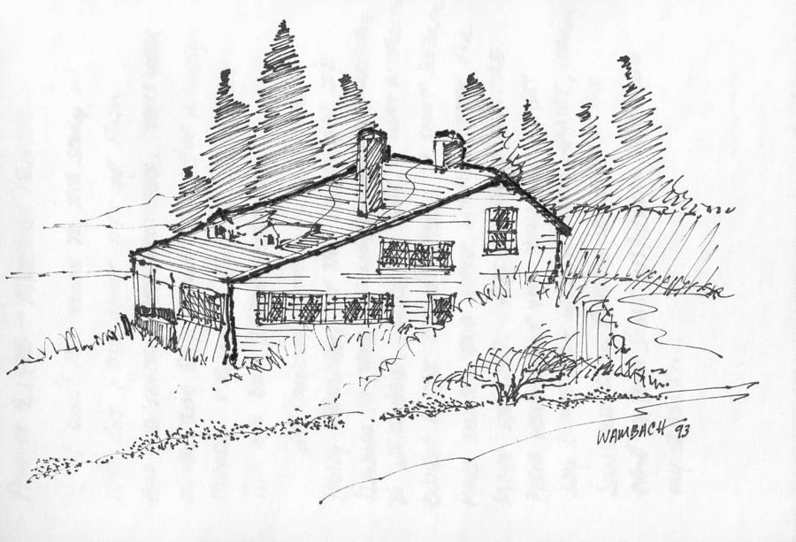 Seaside Cottage Monhegan Island 1993 Drawing by Richard Wambach Seaside Cottage Monhegan Island 1993 Drawing by Richard Wambach