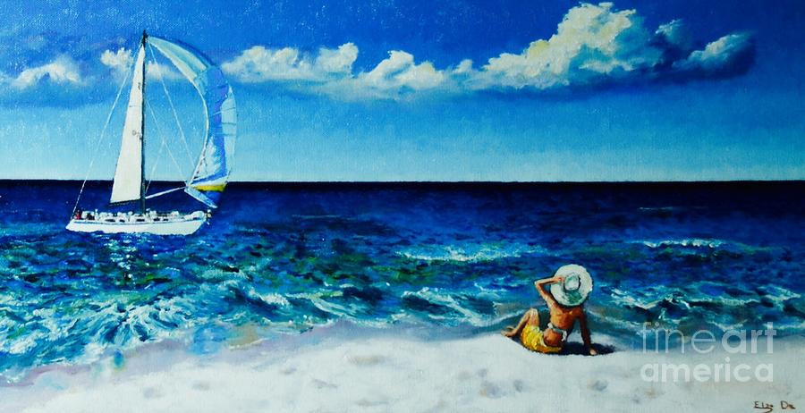 Summer Painting - Seaside escape by ElsaDe Paintings