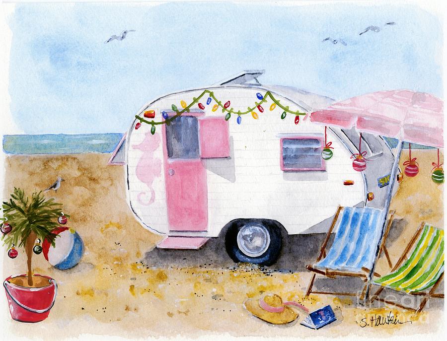Christmas Painting - Seaside Holiday by Sheryl Heatherly Hawkins