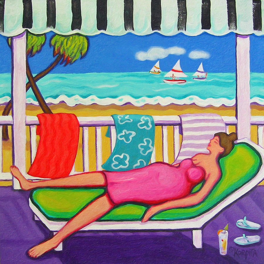 Seaside Siesta Painting by Rebecca Korpita