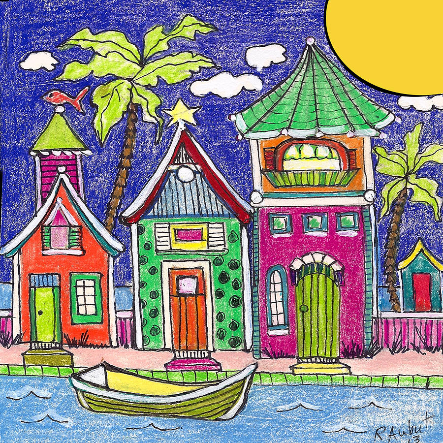 Seaside Villas Drawing by Rosemary Aubut