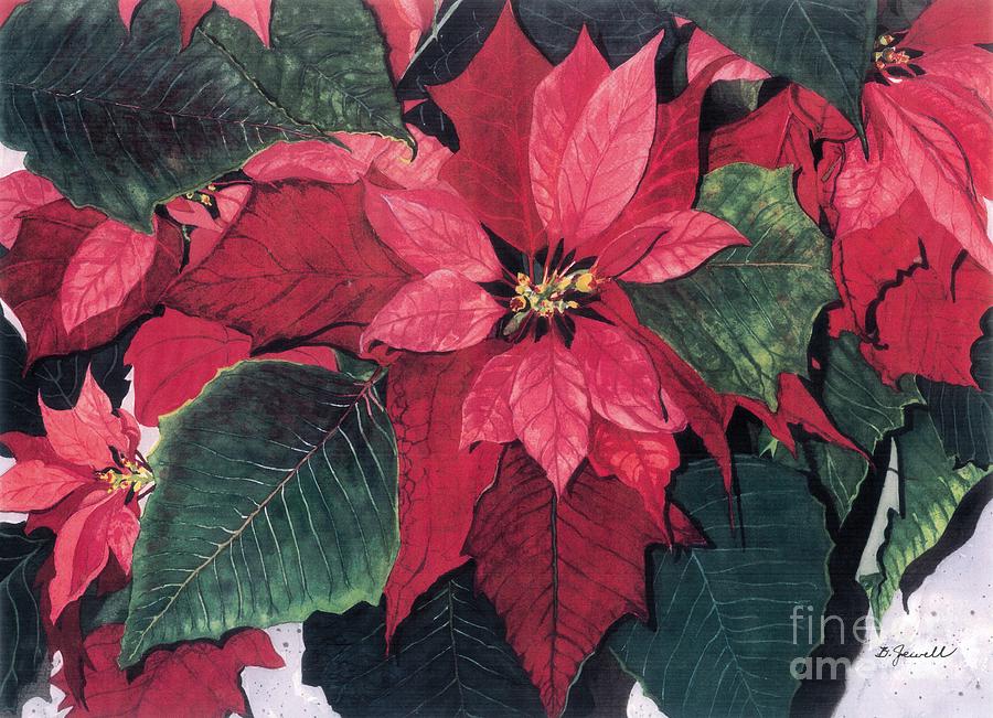 Flowers Still Life Painting - Seasonal Scarlet 2 by Barbara Jewell