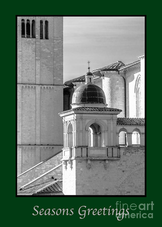 Holiday Photograph - Seasons Greeting with Basilica Details by Prints of Italy