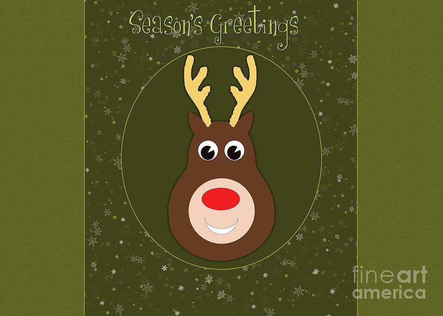 Christmas Digital Art - Seasons Greetings Reindeer by JH Designs
