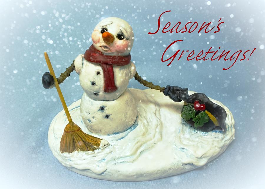 Seasons Greetings Snowman Holiday Card Photograph by Melissa Bittinger
