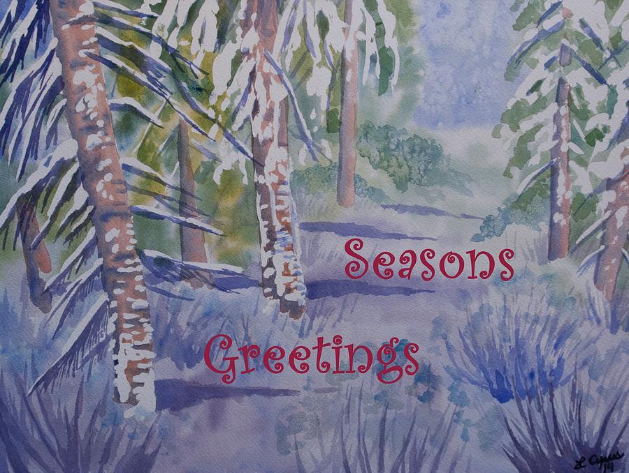 Seasons Greetings - Snowy Winter Path Painting by Cascade Colors