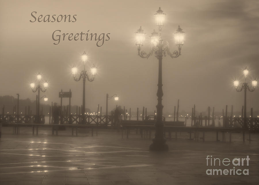Holiday Photograph - Seasons Greetings with Venice Lights by Prints of Italy