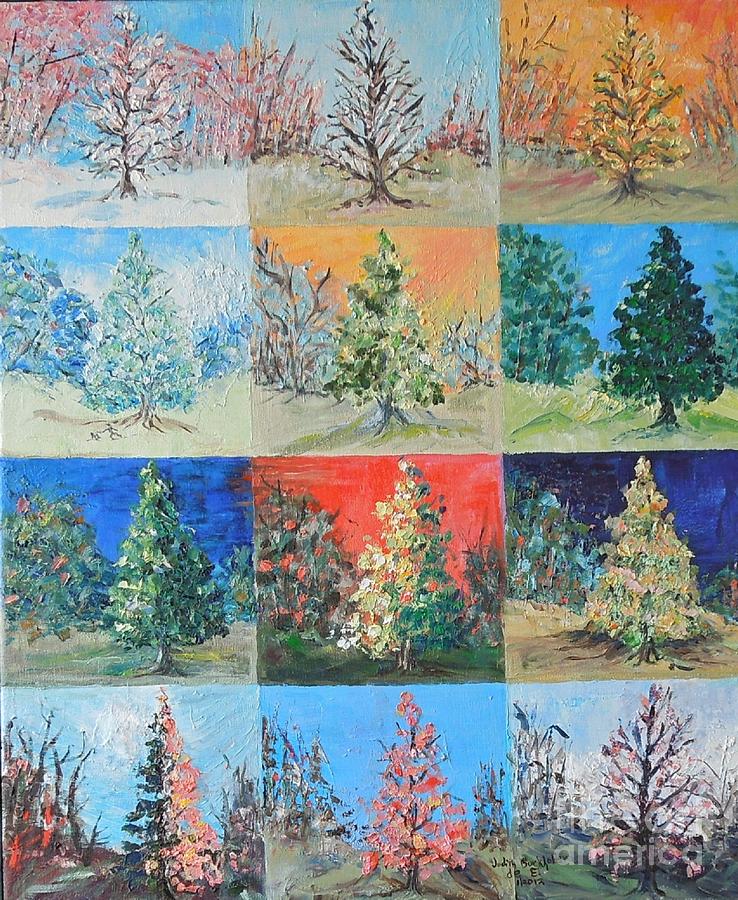 Seasons in the Year of the Dawn Redwood - SOLD Painting by Judith Espinoza