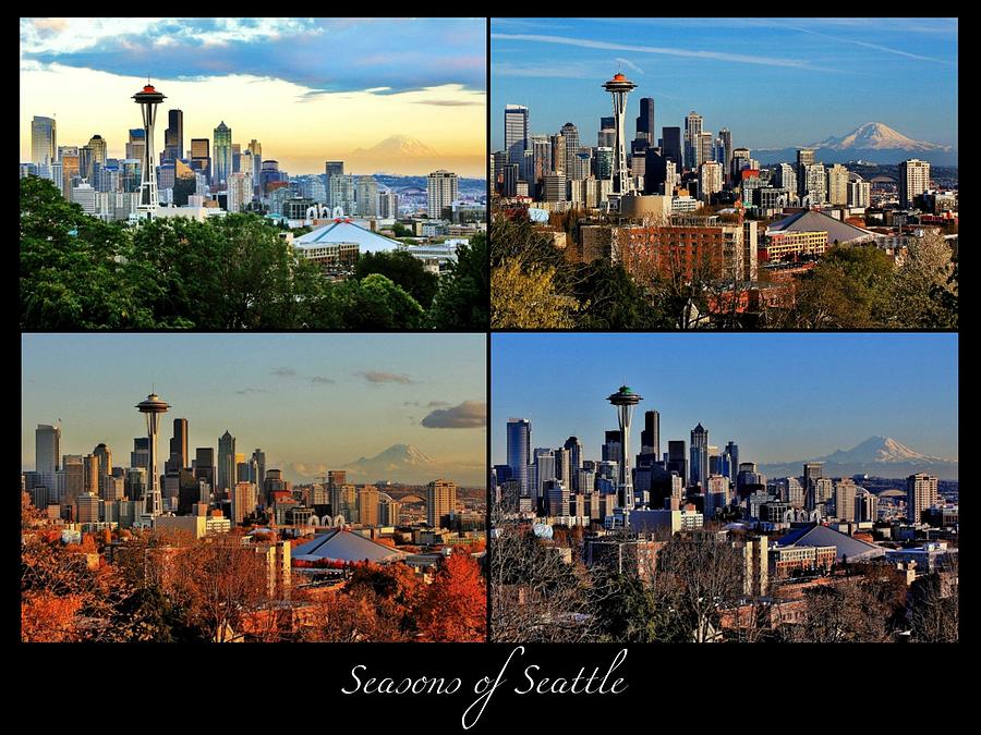 Seasons of Seattle Black with Title Photograph by Benjamin Yeager