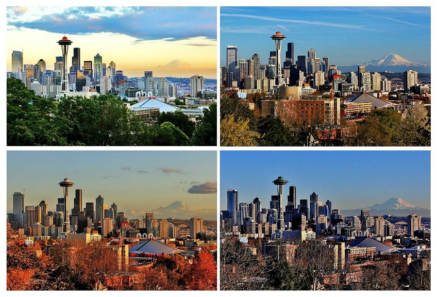 Seasons of Seattle White Photograph by Benjamin Yeager