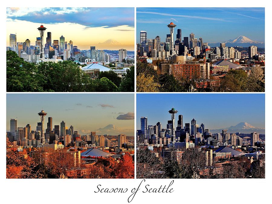 Seasons of Seattle White with Title Photograph by Benjamin Yeager