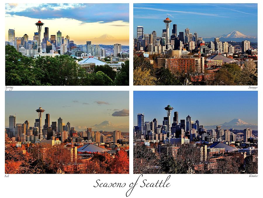 Seasons of Seattle White with Titles and Labels Photograph by Benjamin Yeager