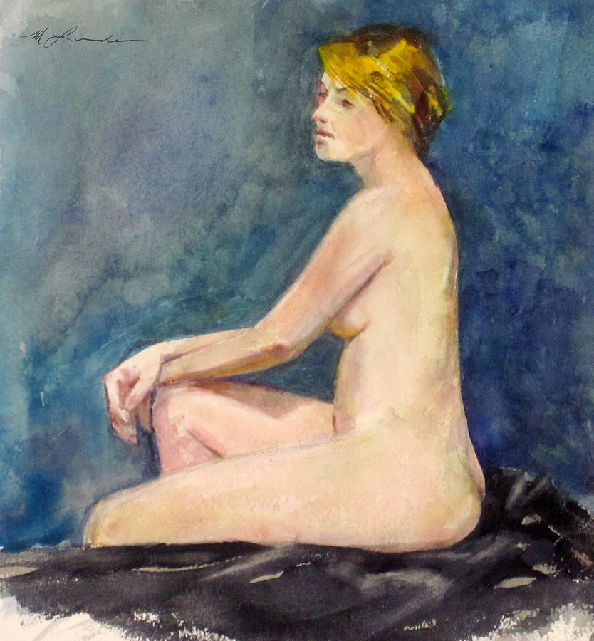 Seated Blond Nude Painting by Mark Lunde