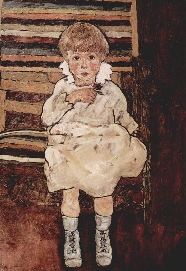 Egon Schiele Painting - Seated child by Celestial Images