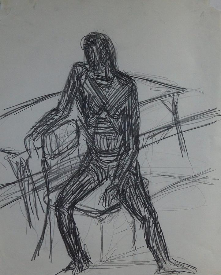 Seated Drawing by Erika Jean Chamberlin