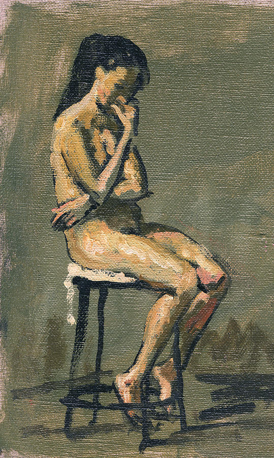 Seated Female Nude / Pensive Painting by Thor Wickstrom