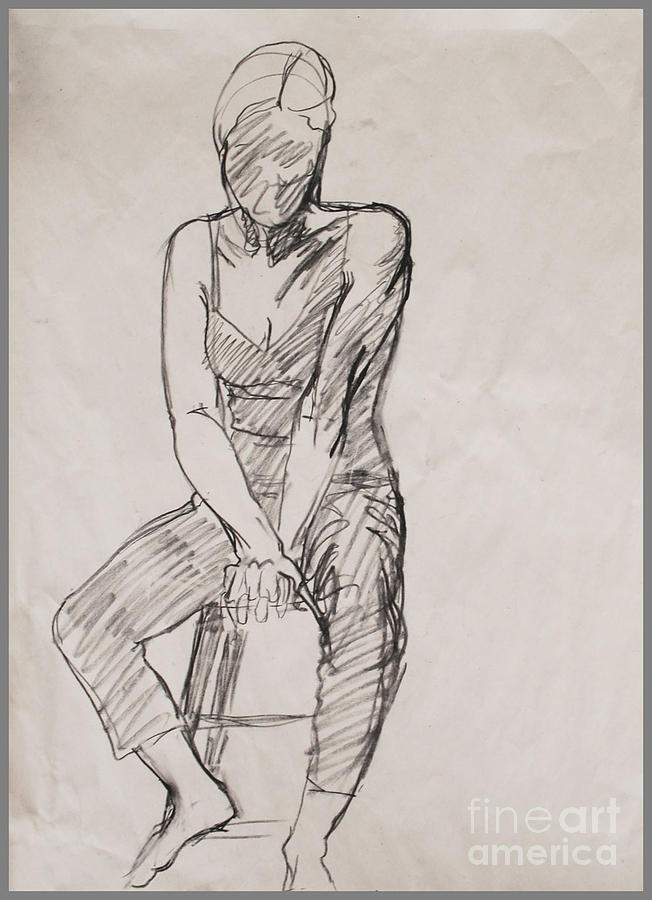 Seated Figure Drawing by Heidi E Nelson