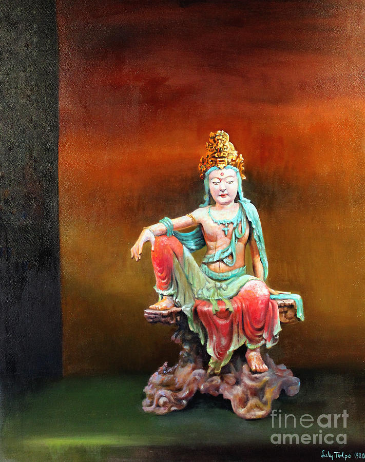Vintage Painting - Seated Kuan Yin by Art By Tolpo Collection