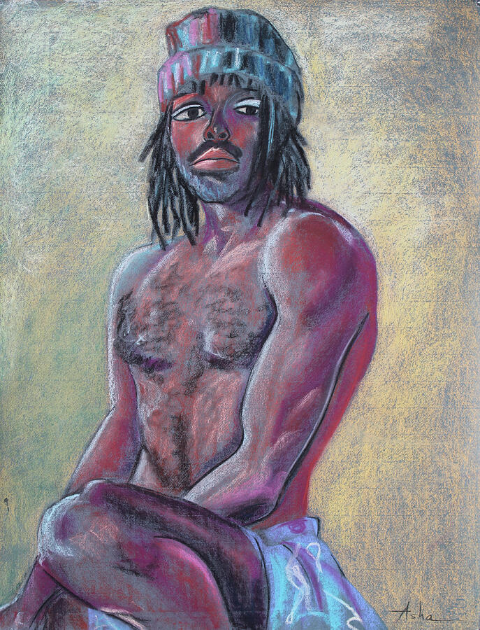 Seated Man with a Hat Painting by Asha Carolyn Young