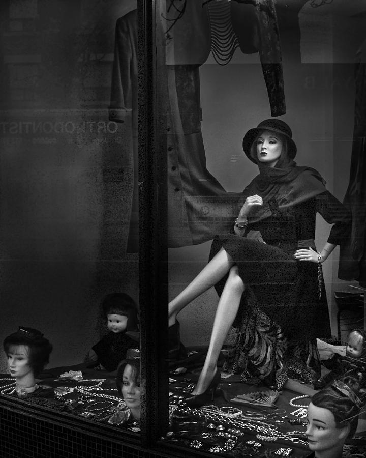 Seated Mannequin in storefront window display Photograph by Randall Nyhof