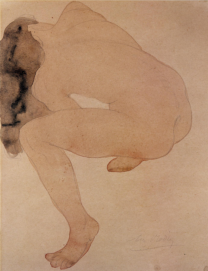 Auguste Rodin Painting - Seated Nude Bending Over by Auguste Rodin