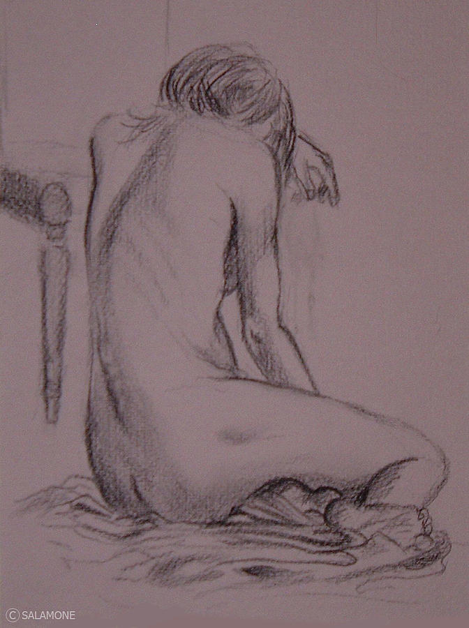 Seated Nude Drawing by Brenda Salamone