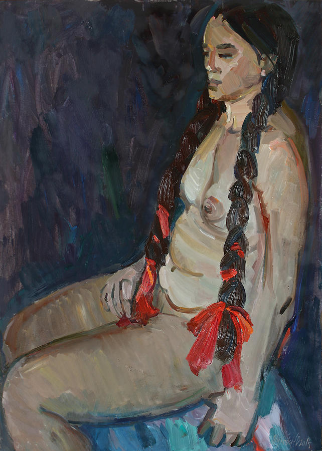 Seated nude Painting by Juliya Zhukova