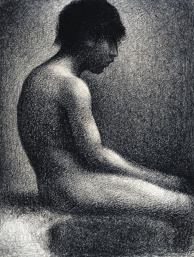 Vintage Digital Art - Seated Nude Study by Georges Seurat