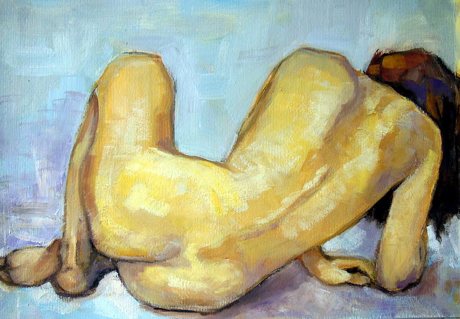 Nude Painting - Seated Nude Woman 2  by Johannes Strieder