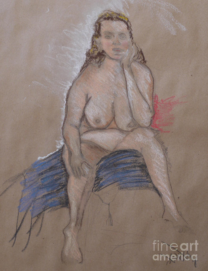 Seated nude woman Painting by Heather Hennick
