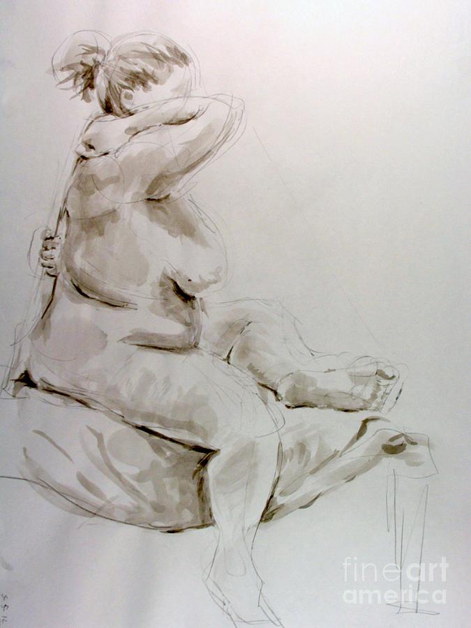 Nude Drawing - Seated Rose by Andy Gordon