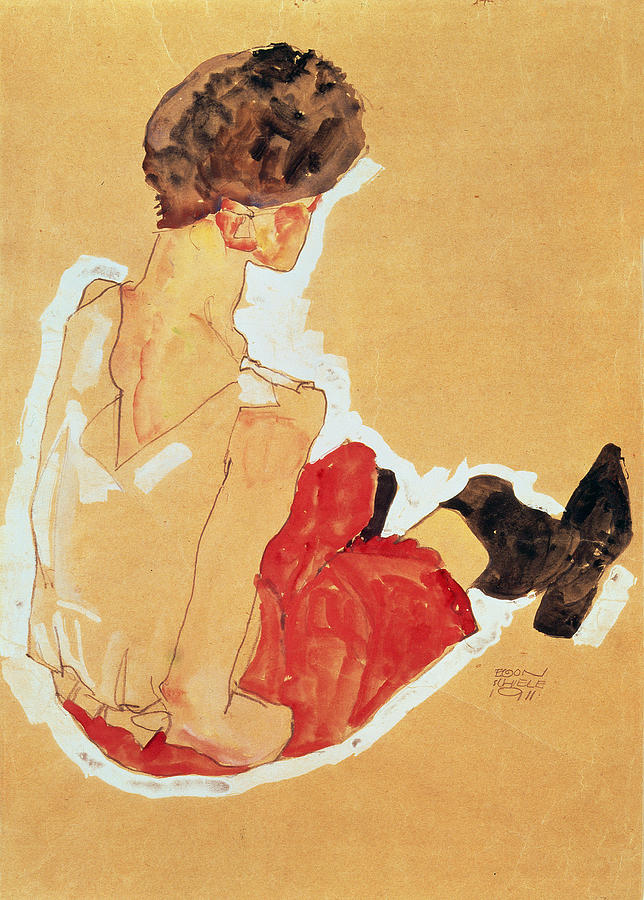 Egon Schiele Painting - Seated Woman, 1911  by Egon Schiele