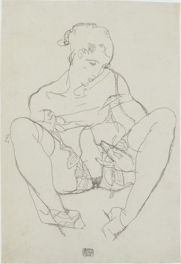 Egon Schiele Drawing - Seated Woman In Chemise by Egon Schiele